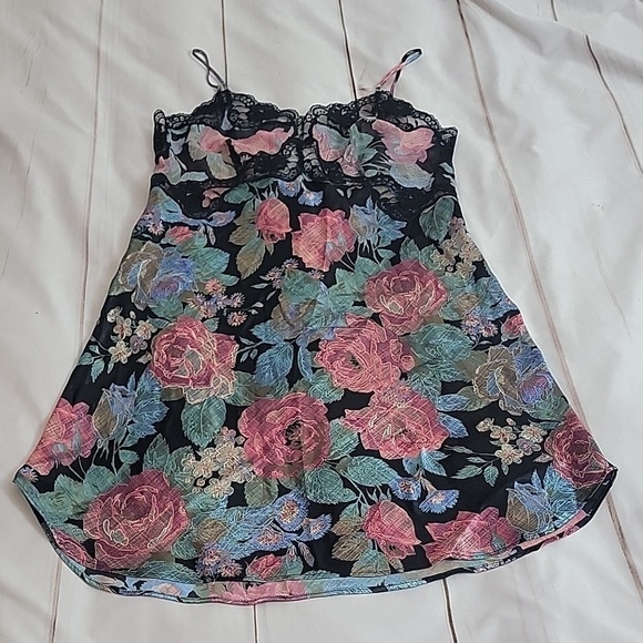 Victoria's Secret Other - Victoria’s Secret Vintage Floral Slip Dress Nightgown size Medium Lace Accents